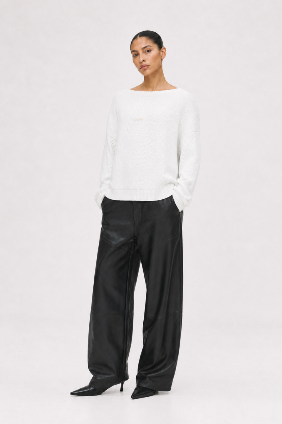 SYSTEM BOXY HEAVY KNIT SWEATER COCONUT MILK
