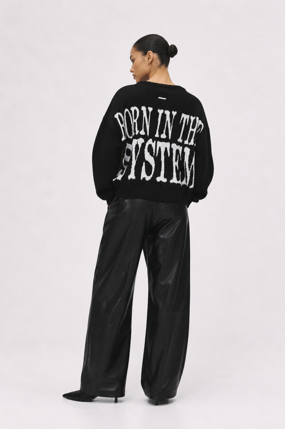SYSTEM BOXY HEAVY KNIT SWEATER BLACK